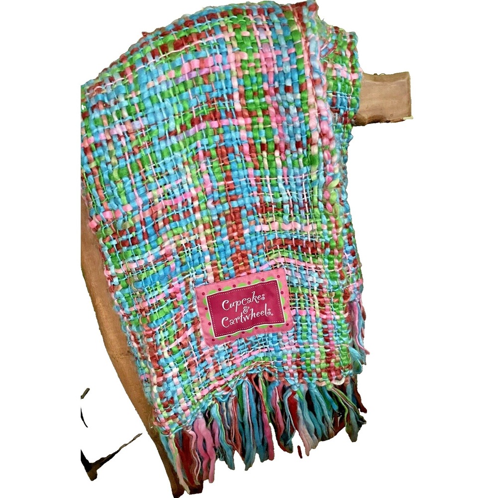 Bohemian Multi-color Woven Throw Blanket with Fringe Made in India 52x60